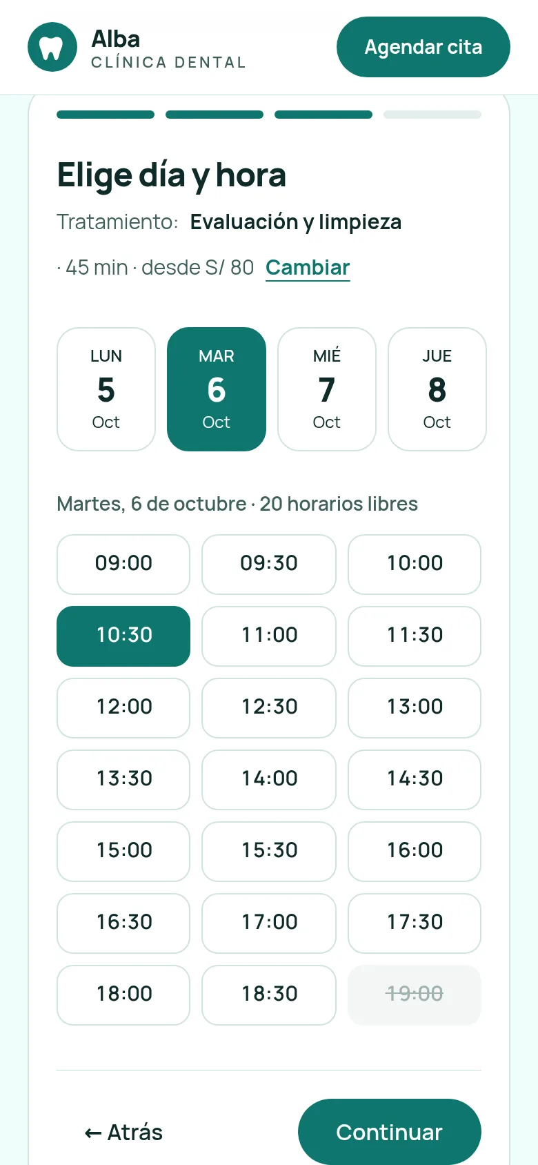 La agenda de citas vista en un celular